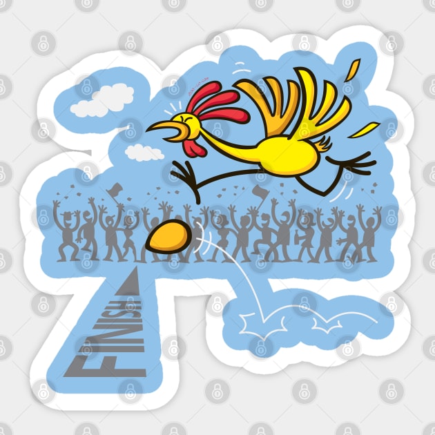 Chicken and egg dilemma: scrambled forever? Sticker by zooco